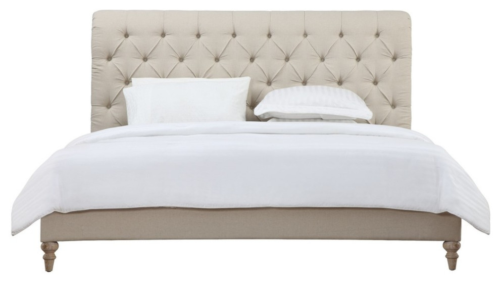 Oxford Beige Linen Bed, King