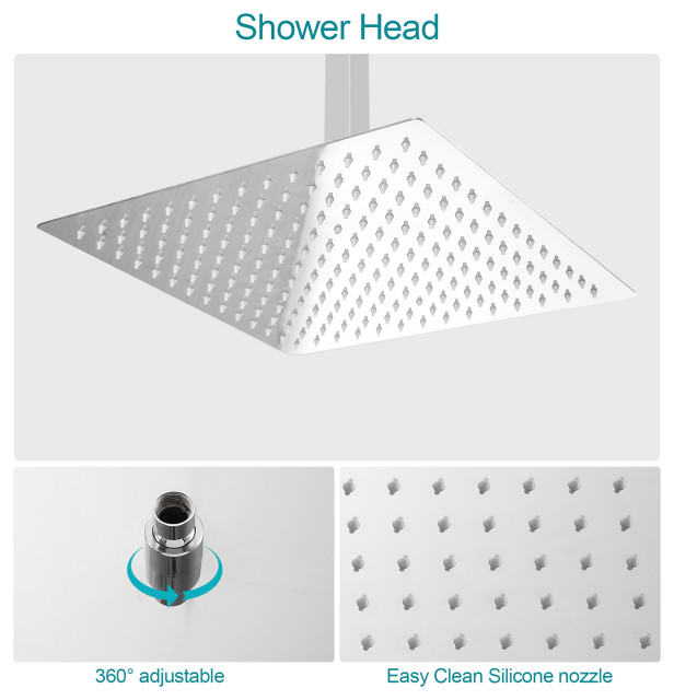 Concealed Ceiling Mount Shower Head With Handheld Shower, Hose and Arm ...