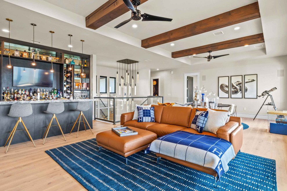 Upstairs Lounge with Bar and Entertainment Space - Mediterranean ...