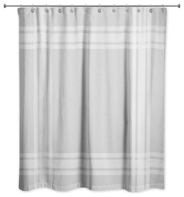 Striped Light Gray Border 71x74 Shower Curtain Contemporary Curtains By Designs Direct Houzz Striped Light Gray Border 71x74 Shower, Gray Striped Curtains