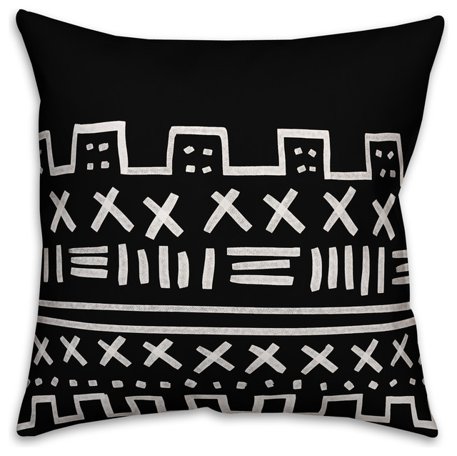 Black And White Tribal 18x18 Outdoor Throw Pillow Southwestern White Tribal 18x18 Outdoor Throw Pillow
