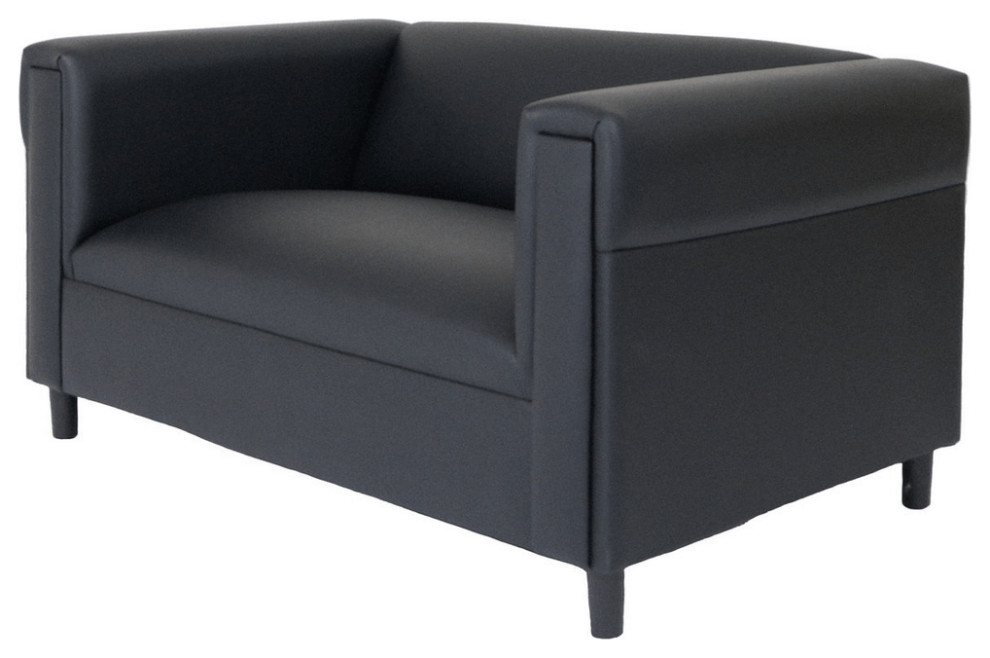 72" Black Faux leather Love Seat