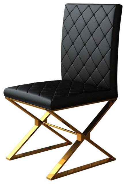 Upholstered Black Pu Leather Dining, Gold Upholstered Dining Room Chairs