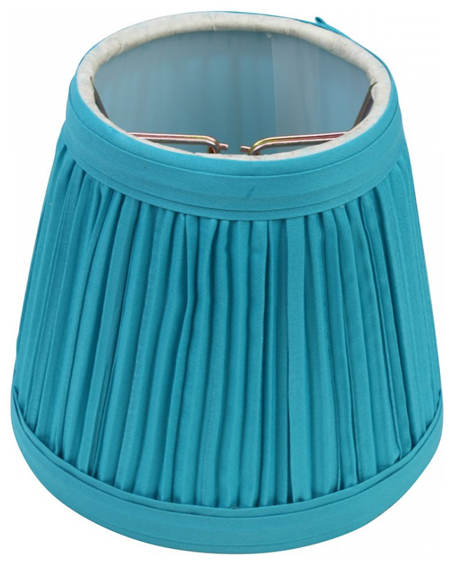 Small ClipOn Lamp Shade Blue Fabric Clip On Traditional Style for Chandelier Contemporary