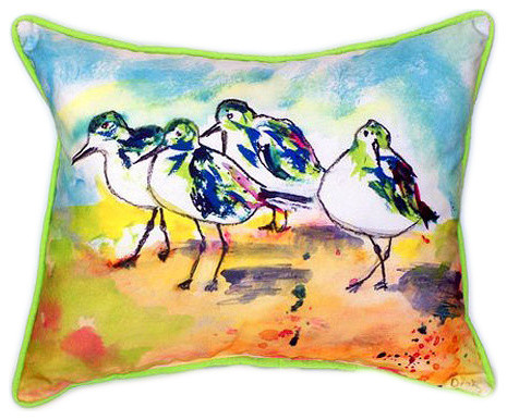 Pair of Betsy Drake Sanderlings Large Indoor/Outdoor Pillows 16x20