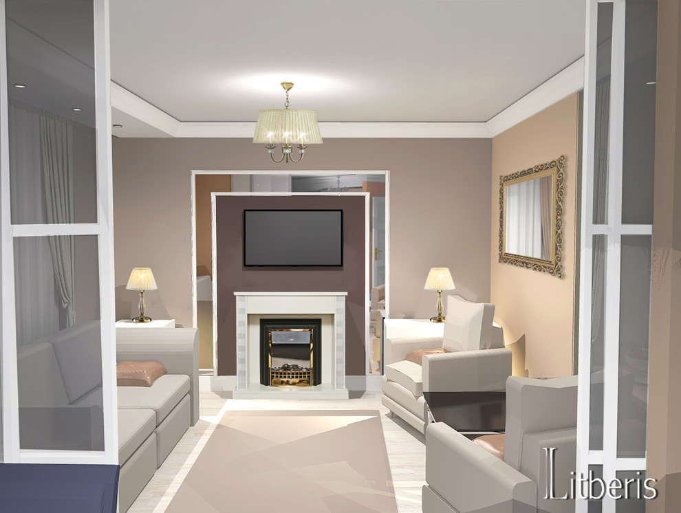 Современный светлый интерьер квартиры с элементами классики