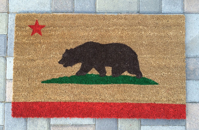 Hand Painted California Bear Welcome Mat Rustic Doormats