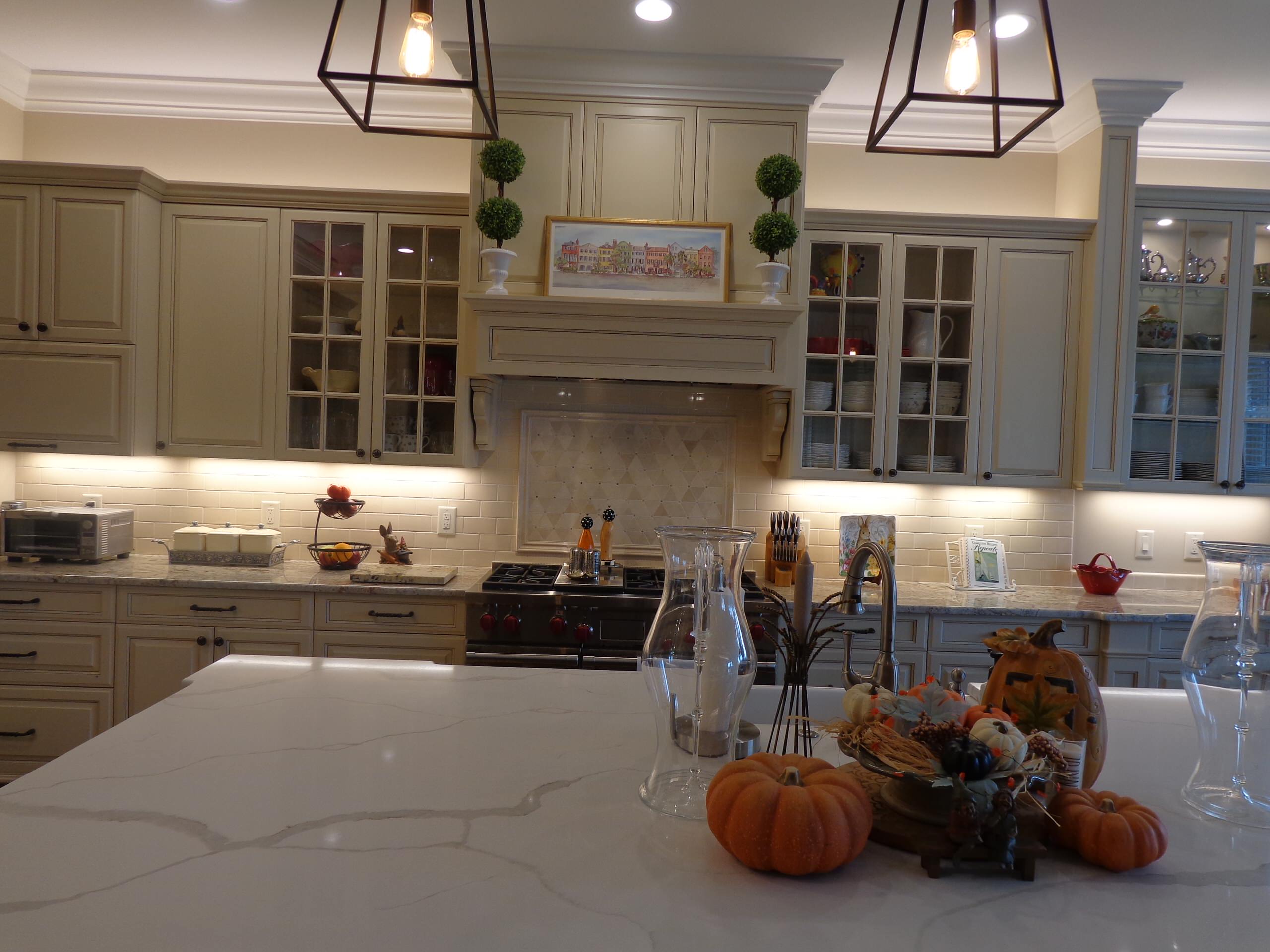 Kitchen with painted/glazed cabinets