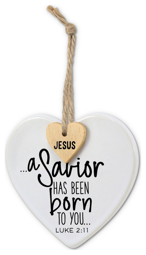 Ornament Heart Tag, Savior Twine Hanger Traditional Christmas