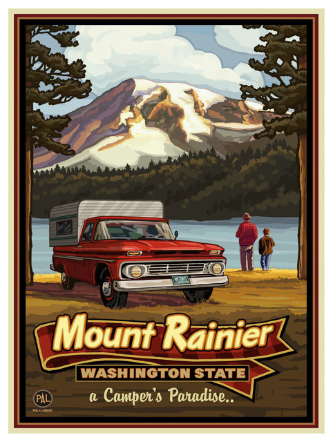 Paul A. Lanquist Mount Rainer Camper Art Print, 18"x24"