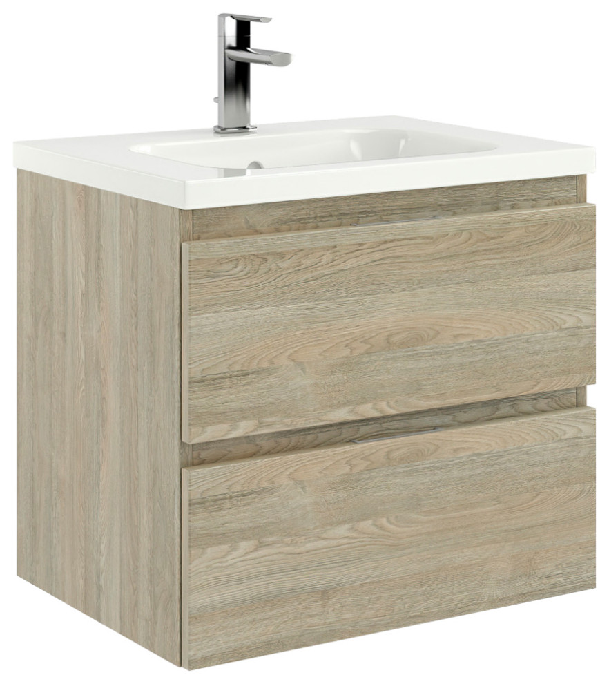 Seattle Bathroom Vanity With Ceramic Sink, 24" Contemporary