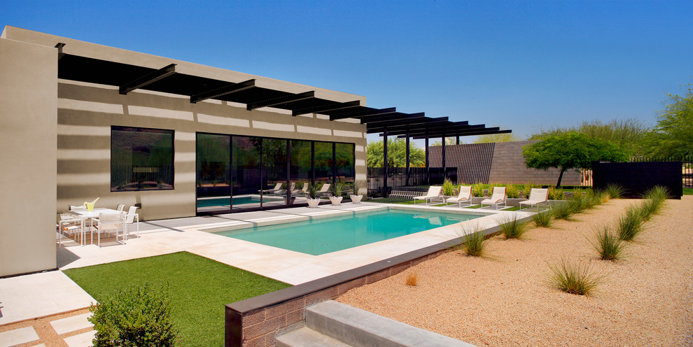 Design ideas for a modern rectangular pool in Phoenix.