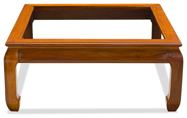 Rosewood Ming Style Square Coffee Table With Gl
