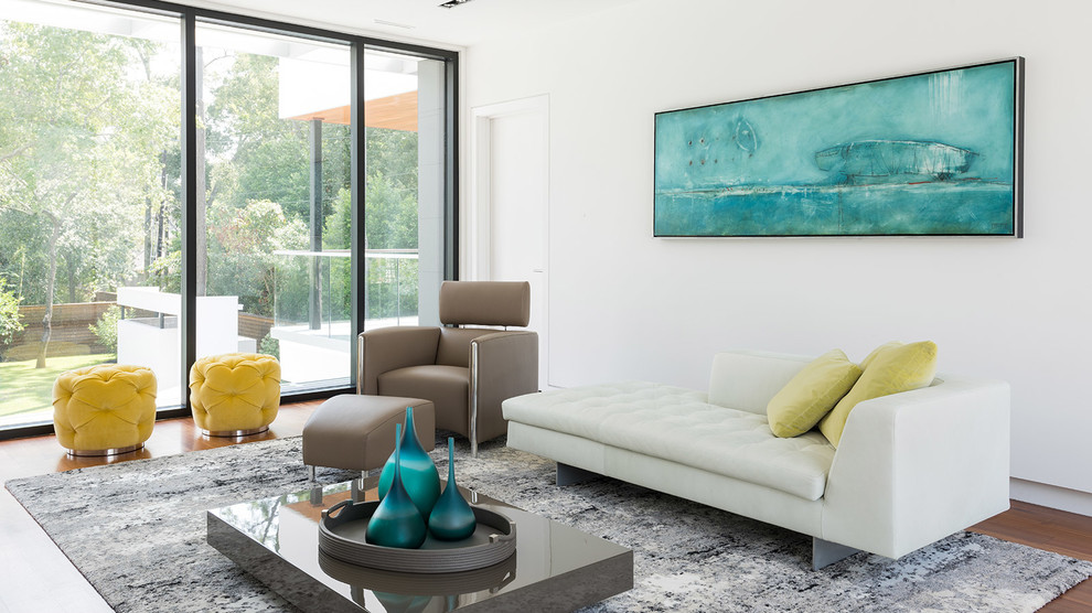 Design ideas for a modern family room in Houston.