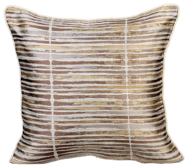Stripes 22"x22" Jacquard Gold Pillows Cover, Spacing Out