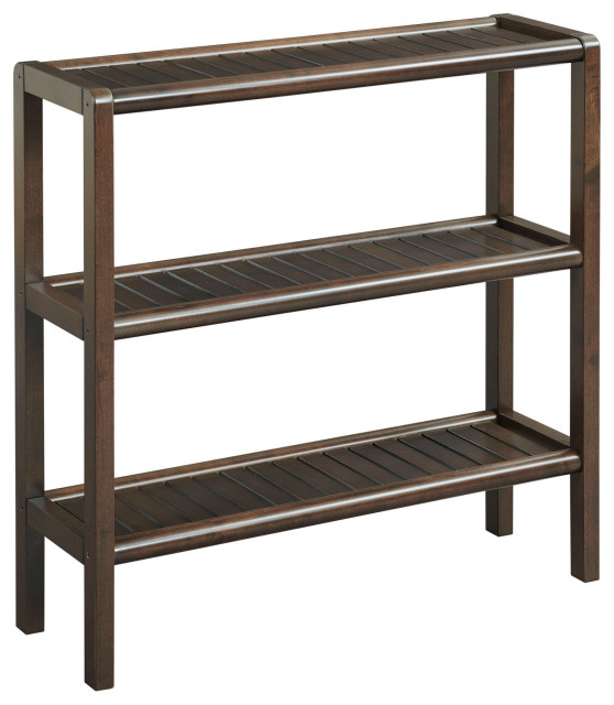 Solid Wood Abingdon Console, Stand, Bookcase, Shoe Rack, 3 Tier In Espresso