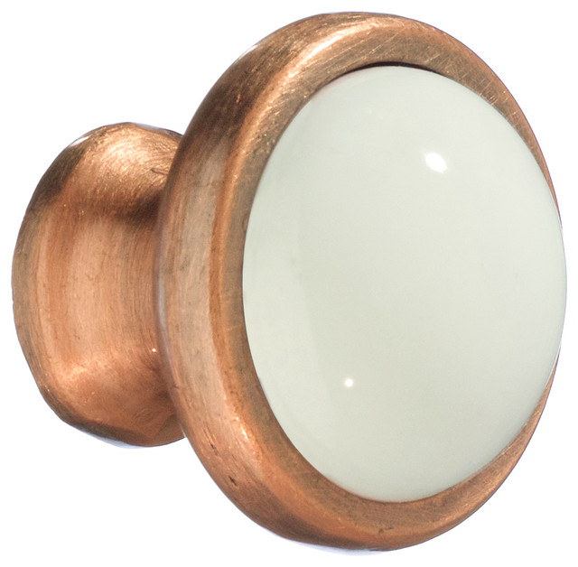 Smedbo BC430: Beslagsboden Cabinet Knob - Brushed Copper/White Ceramic