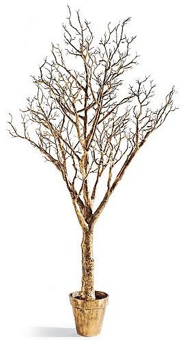 6' Gold Manzanita Branch Tree in Pot Christmas Decor