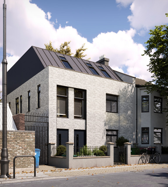 White Brick Front Facade contemporary-exterior