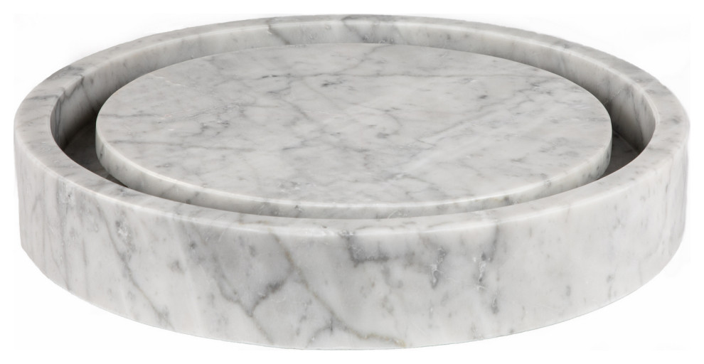 Eden Bath EB_S042CW-P Round Infinity Pool Carrara Marble Vessel Sink