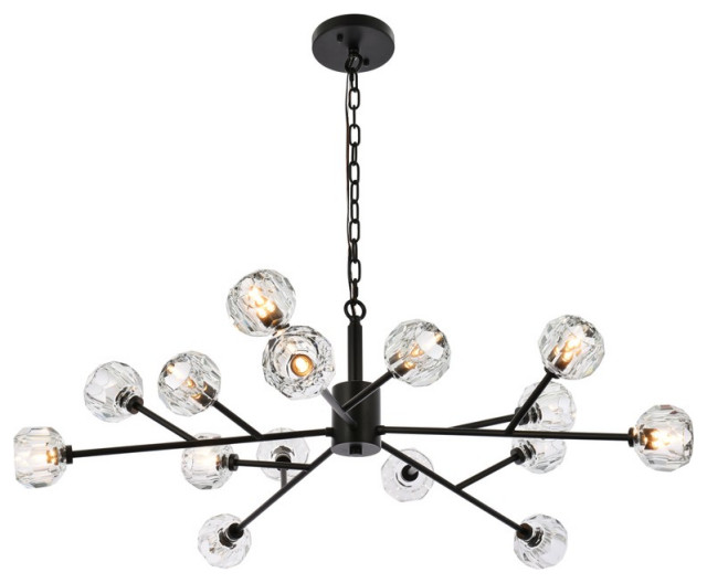 Graham 15 Light Pendant in Black And Clear