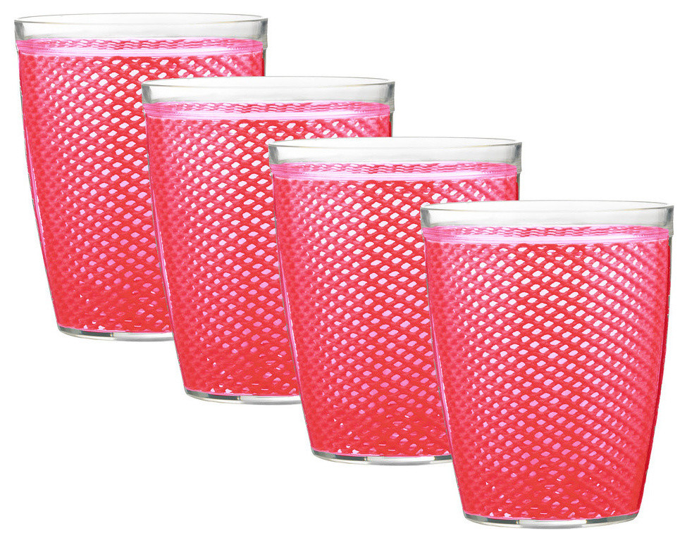 Fishnet 14Oz Pink Yarrow Doublewall Drinkware, Set Of 4