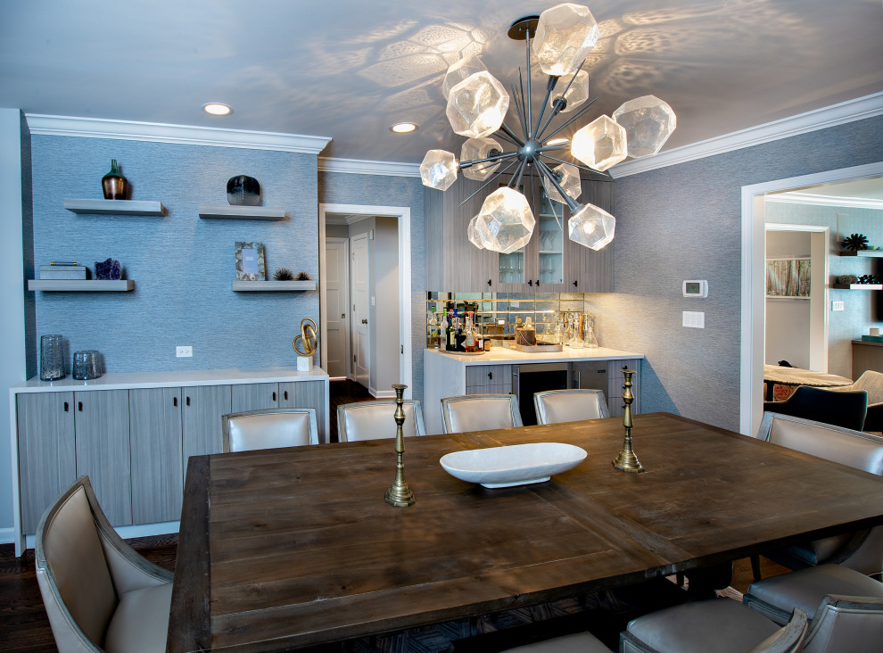 Inspiration för ett mellanstort funkis kök med matplats, med grå väggar