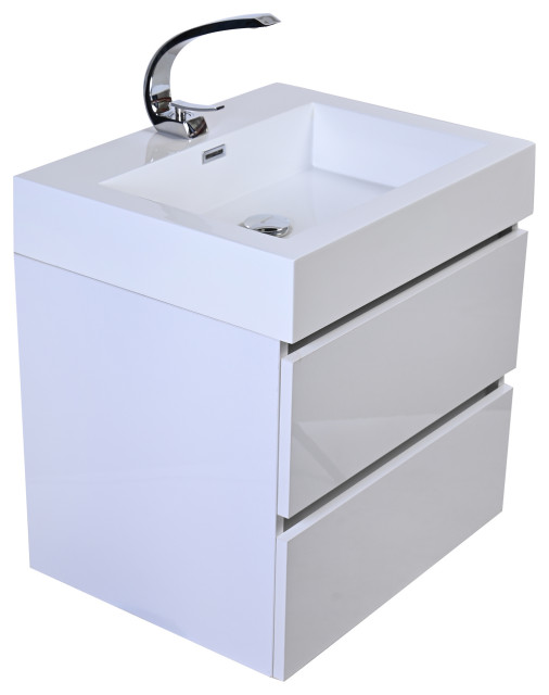 Wall Mounted Single Bathroom Vanity, Acrylic Top, 30" Contemporary Bathroom Vanities And