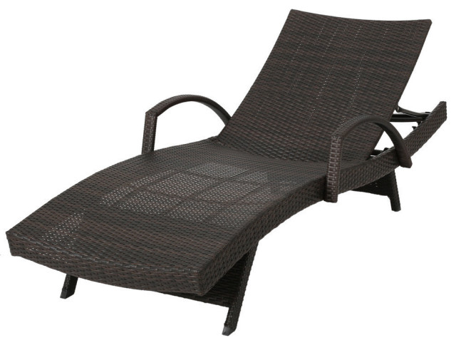 Gdf Studio Olivia Outdoor Brown Wicker, Outdoor Rattan Chaise Lounge Chair