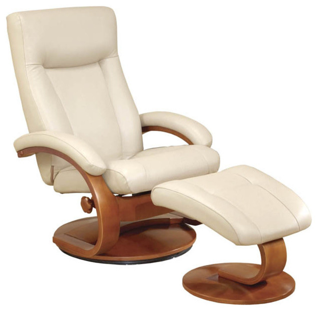 Beige Swivel Recliner & Ottoman, #54 Cobble Leather - Transitional ... Beige Swivel Recliner & Ottoman, #54 Cobble Leather - Transitional ...