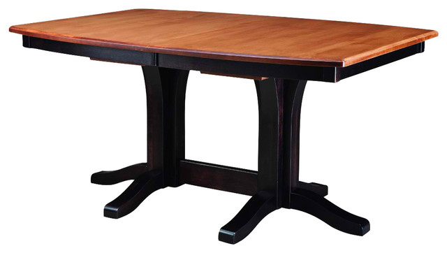 Palettes By Winesburg Boat Shaped Table Top With Norfolk Double Pedestal Base Transitional Dining Tables By Massiano