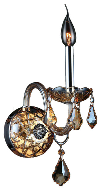 Shop Houzz Crystal Lighting Palace Transitional 1 Light Chrome Finish Amber Crystal Candle ...