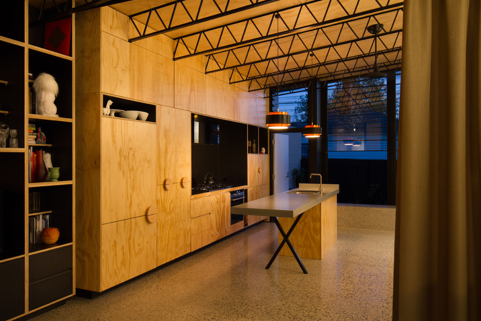 This is an example of a contemporary kitchen in Melbourne.
