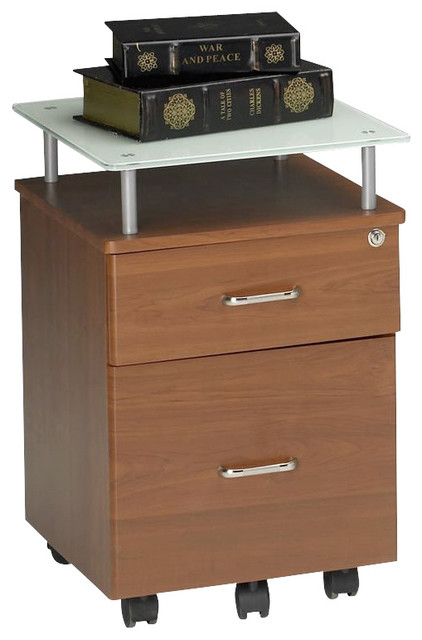 24 In File Pedestal With Glass Top Transitional Filing Cabinets By Shopladder