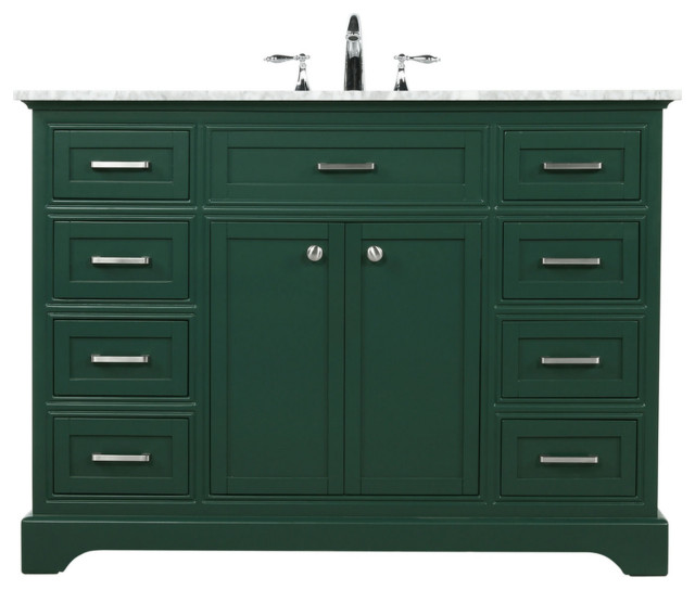 48" Single Bathroom Vanity, Green, Vf15048Gn Contemporary Bathroom