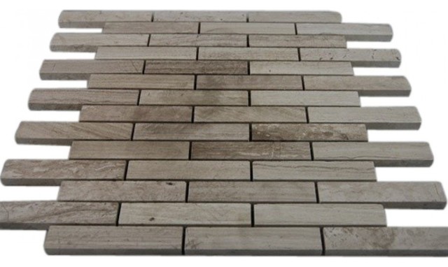 Wooden Beige 3/4 X 4 Big Brick Pattern Marble Mosaic Tile Sample