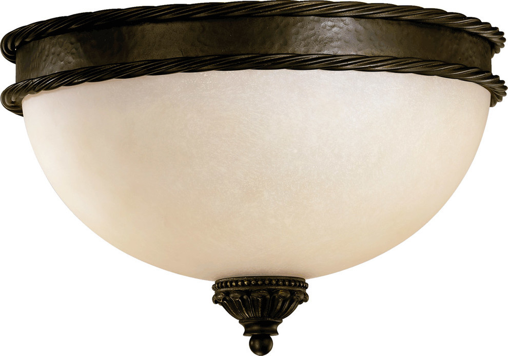 Toltec Lighting 120-BRZ-700 Two-Bulb Semi-Flush Mount Bronze Finish with Amber Crystal Glass 12-Inch 