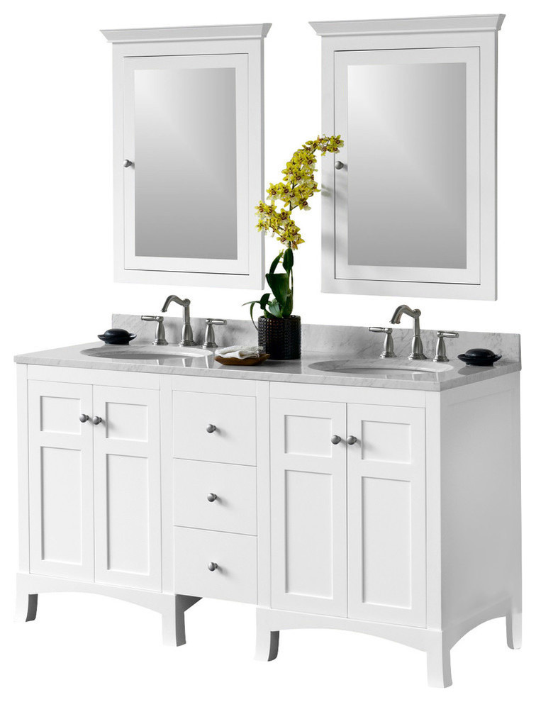 Ronbow Hampton Solid Wood 60" Vanity Set Transitional Bathroom Vanities And Sink Consoles