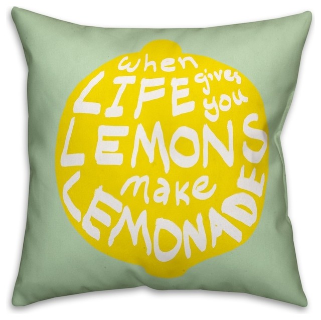 Life Gives You Lemons Outdoor Throw Pillow, 18x18 Contemporary