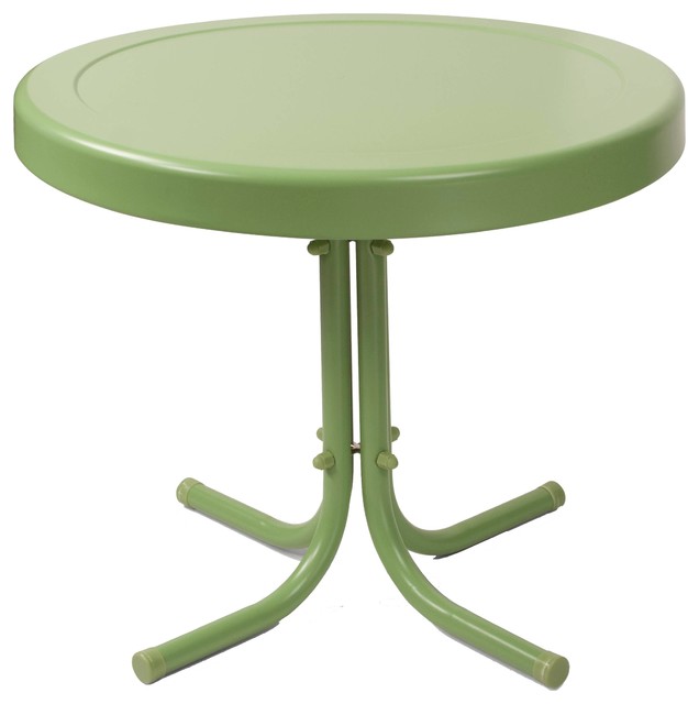 Crosley Retro Metal Patio End Table in Oasis Green Rustic Outdoor