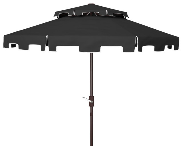 Safavieh Outdoor Zimmerman 9ft Double Top Market Umbrella Black/White