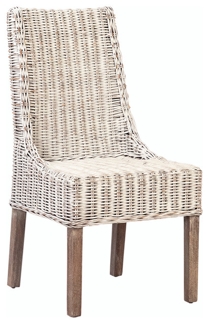 Dining Chair Tropical Chairs, White Washed Rattan Dining Chairs