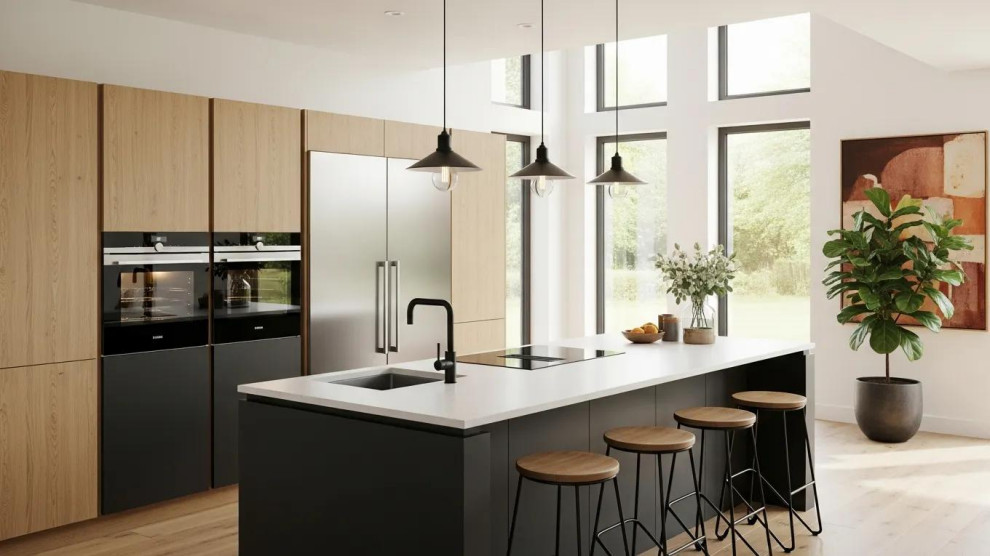 Modern kitchen design with sleek cabinetry and bright natural light