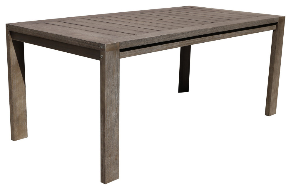 Benzara BM287762 Dining Table Burnt Brown Eucalyptus Wood Frame, Plank Top