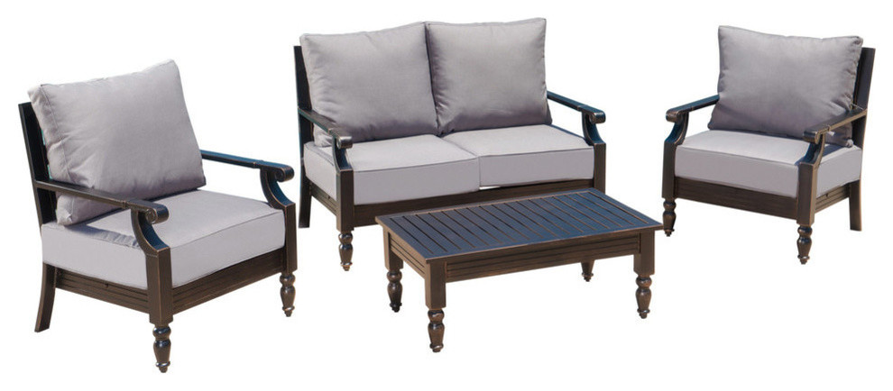 GDF Studio 4-Piece Westin Deep Seating Outdoor Aluminum Sofa Set