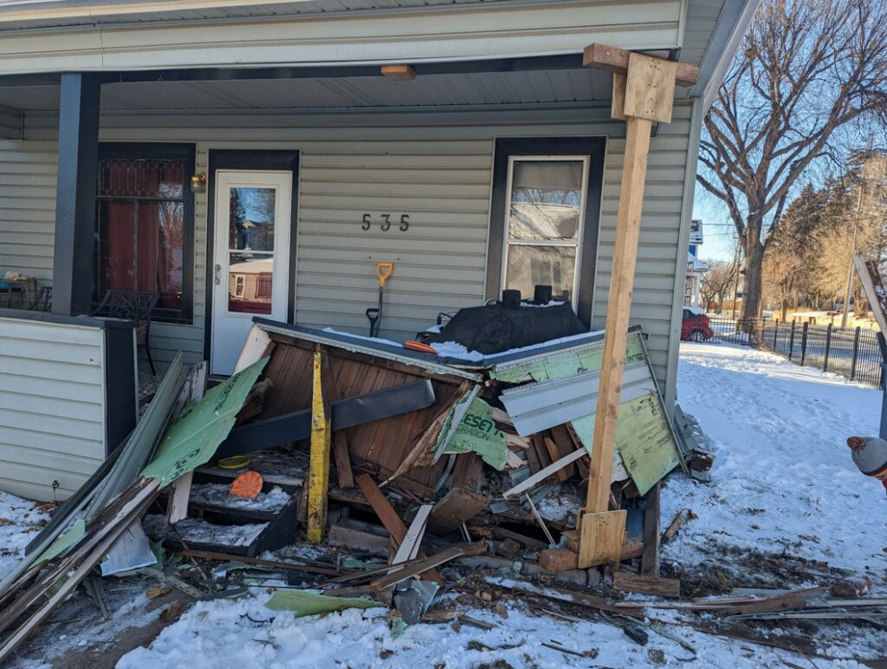 Car crashed into deck