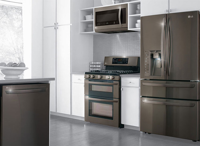 LG Black Stainless Steel Appliances  Modern Kitchen 