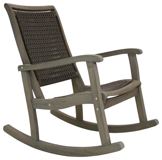 Gray Wash Eucalyptus and Driftwood Gray Wicker Rocking Chair