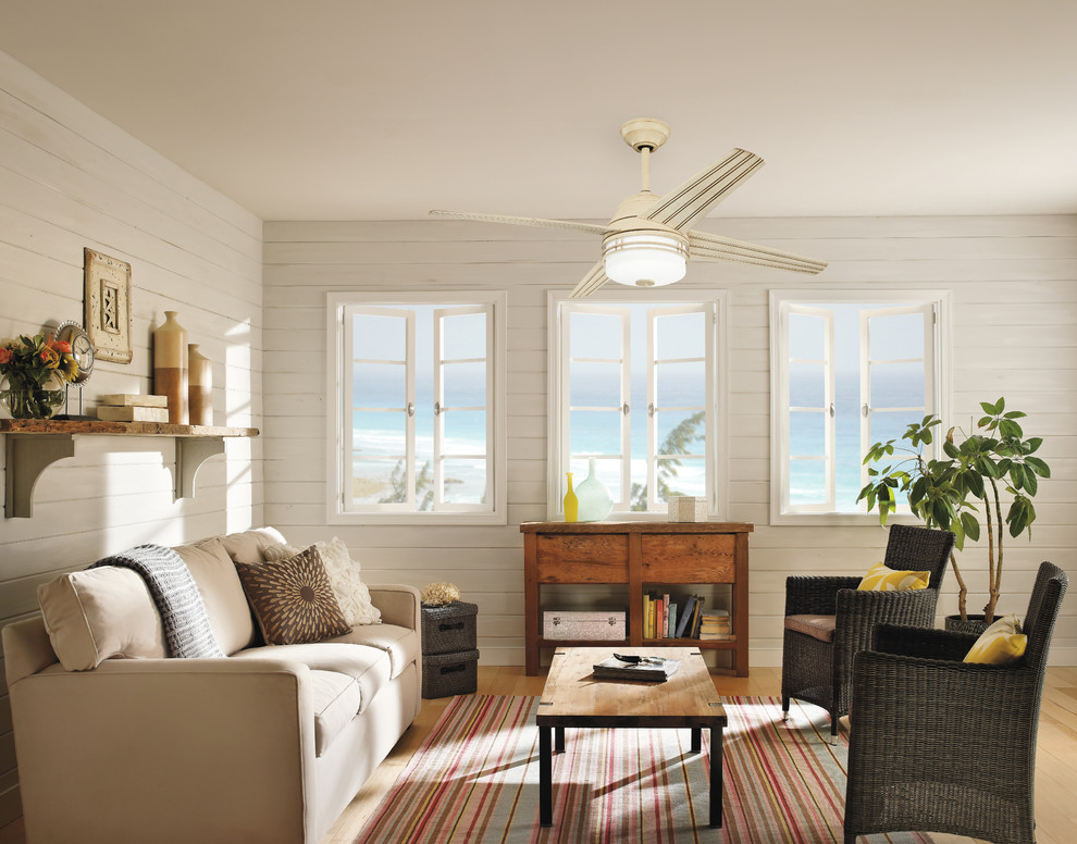 Photo of a beach style living room in Cleveland.