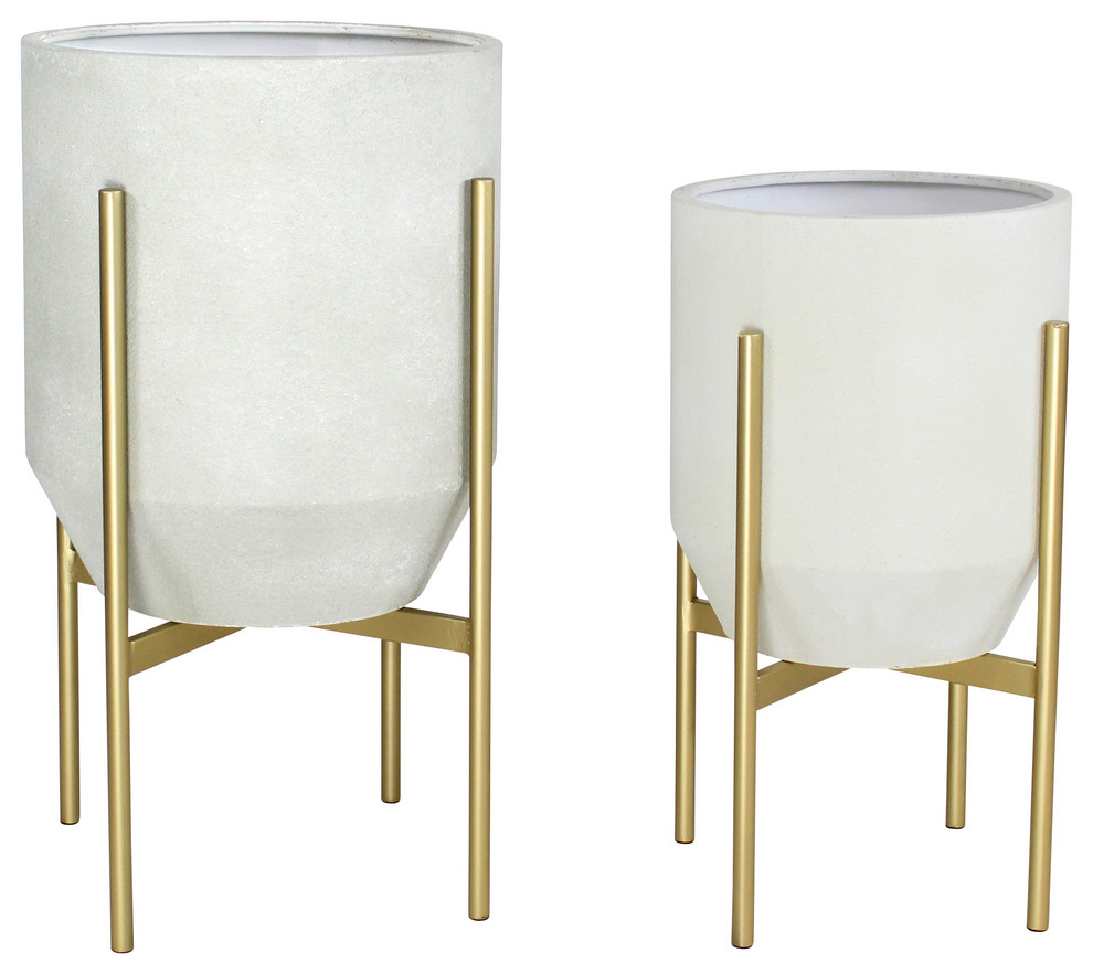 Nori Mid Century Modern Planters, Set of 2 Contemporary Indoor Pots